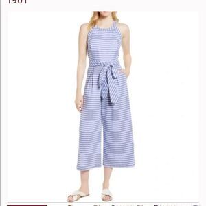 Nordstrom 1901 striped cropped wide leg jumpsuit with pockets. Zippered back.